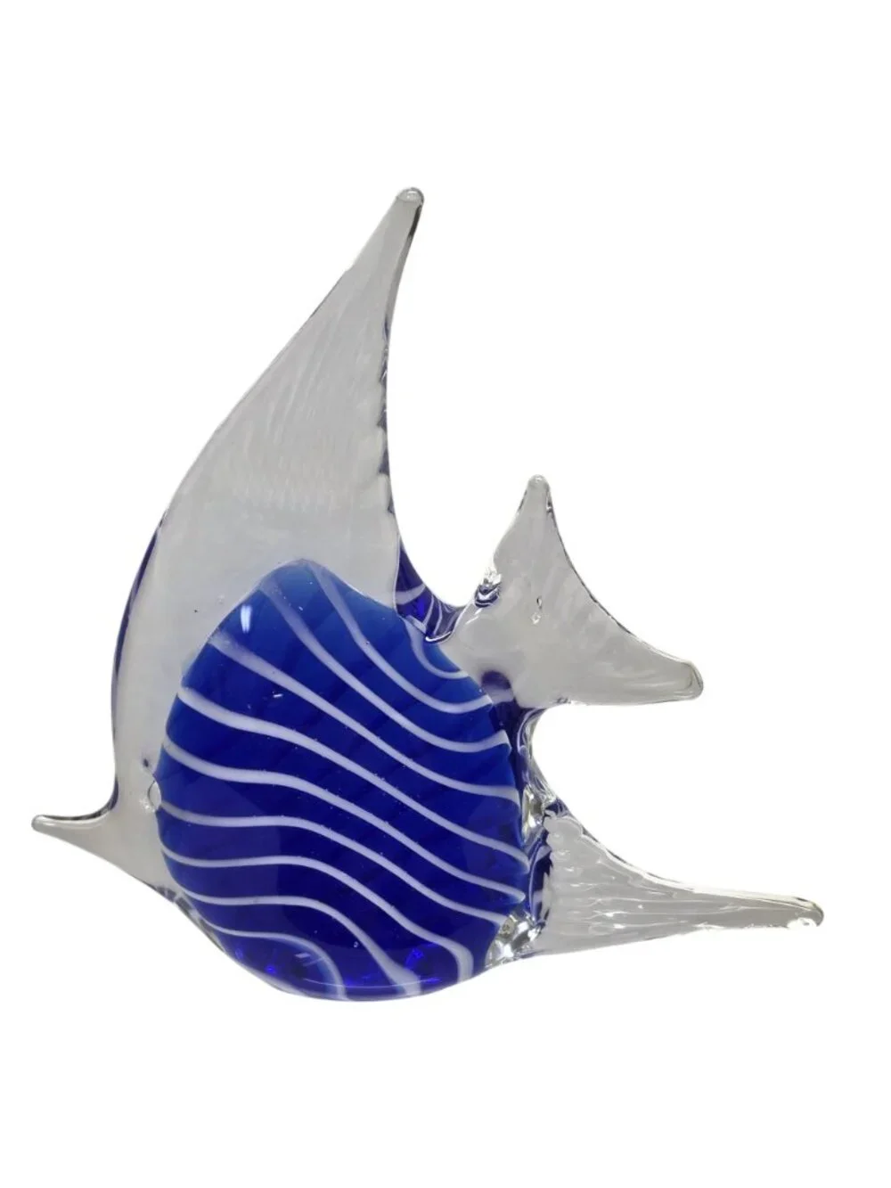 Blue Clear Art Glass Angelfish Figurine Paperweight 5